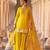 Yellow chinon readymade suit with embroidery & mirror work