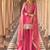 Pink chinon readymade suit with embroidery & mirror work