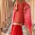 Orange chinon readymade suit with embroidery & mirror work