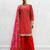 Orange chinon readymade suit with embroidery & mirror work