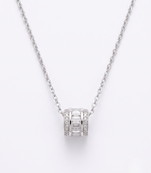 925 sterling silver baguette cz barrel pendant necklace for women