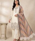 white color embroidery sequences work georgette salwar suit