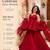 Women's red silk blend printed kurti set with flared palazzo and dupatta