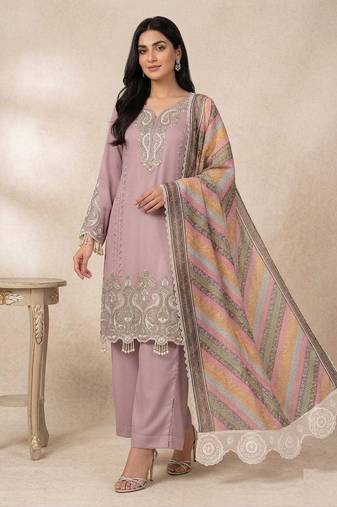 baby pink color embroidery sequences work georgette salwar suit