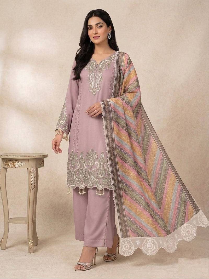baby pink color embroidery sequences work georgette salwar suit