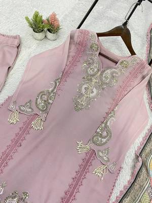 baby pink color embroidery sequences work georgette salwar suit 2