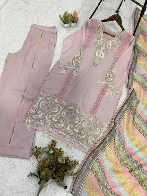 baby pink color embroidery sequences work georgette salwar suit 3
