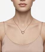 925 sterling silver rose gold open heart cubic zirconia pendant necklace for women