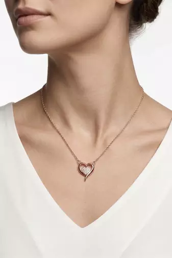925 sterling silver rose gold open heart cubic zirconia pendant necklace for women