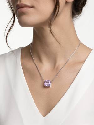 925 sterling silver emerald-cut purple solitaire pendant necklace for women 1