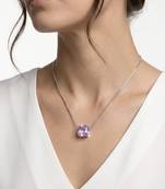 925 sterling silver emerald-cut purple solitaire pendant necklace for women