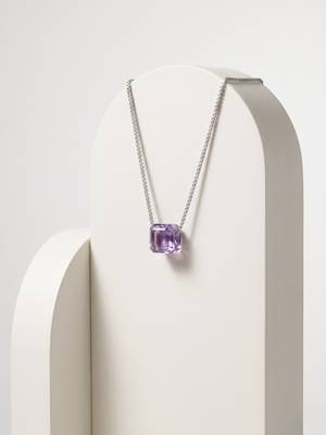 925 sterling silver emerald-cut purple solitaire pendant necklace for women 2