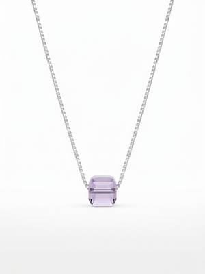 925 sterling silver emerald-cut purple solitaire pendant necklace for women 3