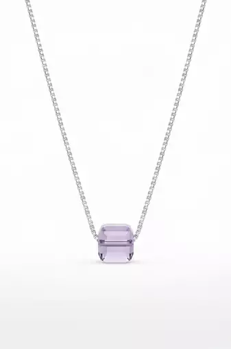 925 sterling silver emerald-cut purple solitaire pendant necklace for women