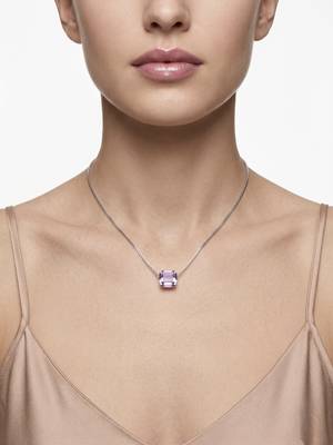 925 sterling silver emerald-cut purple solitaire pendant necklace for women 4