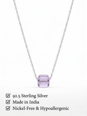 925 sterling silver emerald-cut purple solitaire pendant necklace for women 5