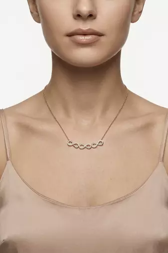 925 sterling silver rose gold double infinity cubic zirconia necklace for women