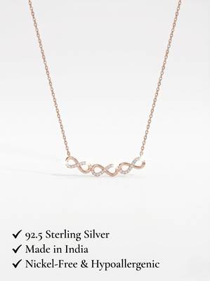 925 sterling silver rose gold double infinity cubic zirconia necklace for women 2