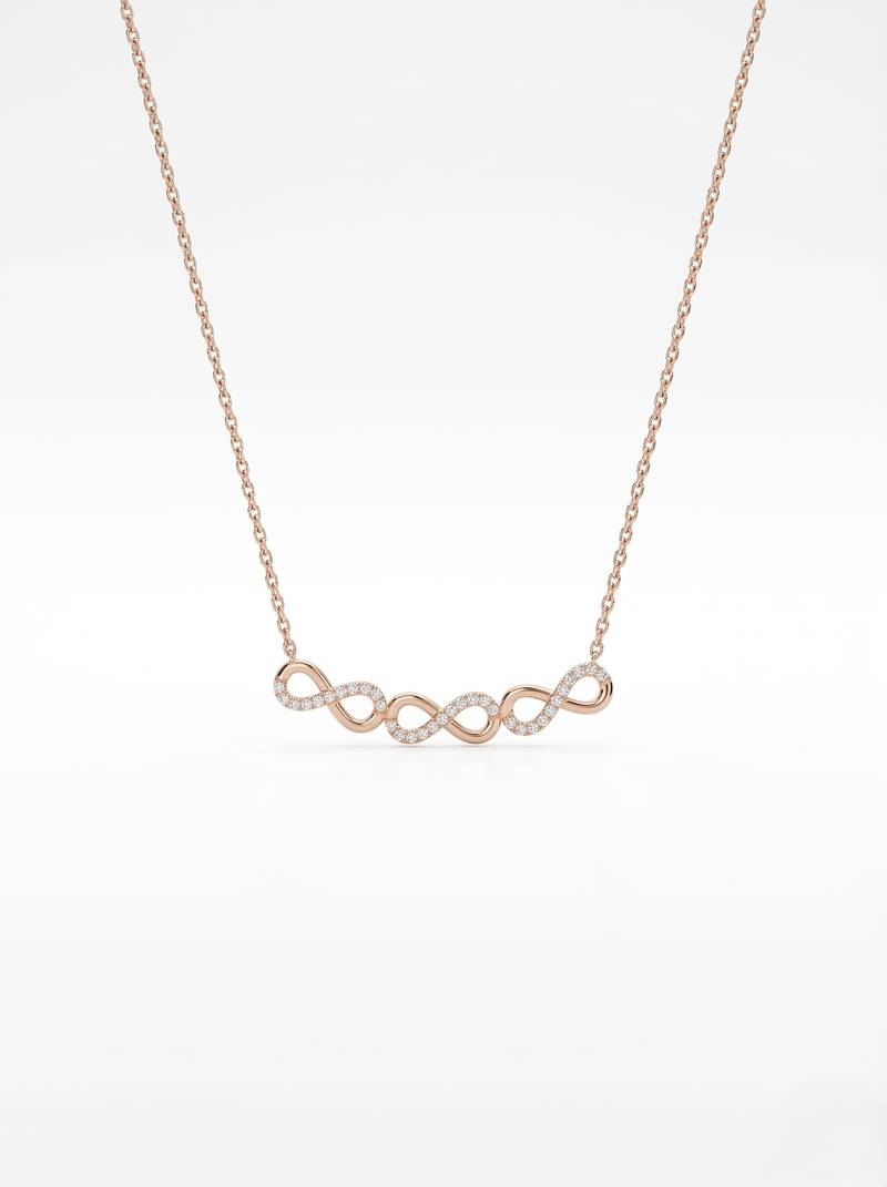 925 sterling silver rose gold double infinity cubic zirconia necklace for women