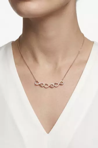925 sterling silver rose gold double infinity cubic zirconia necklace for women