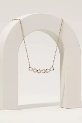925 sterling silver rose gold double infinity cubic zirconia necklace for women