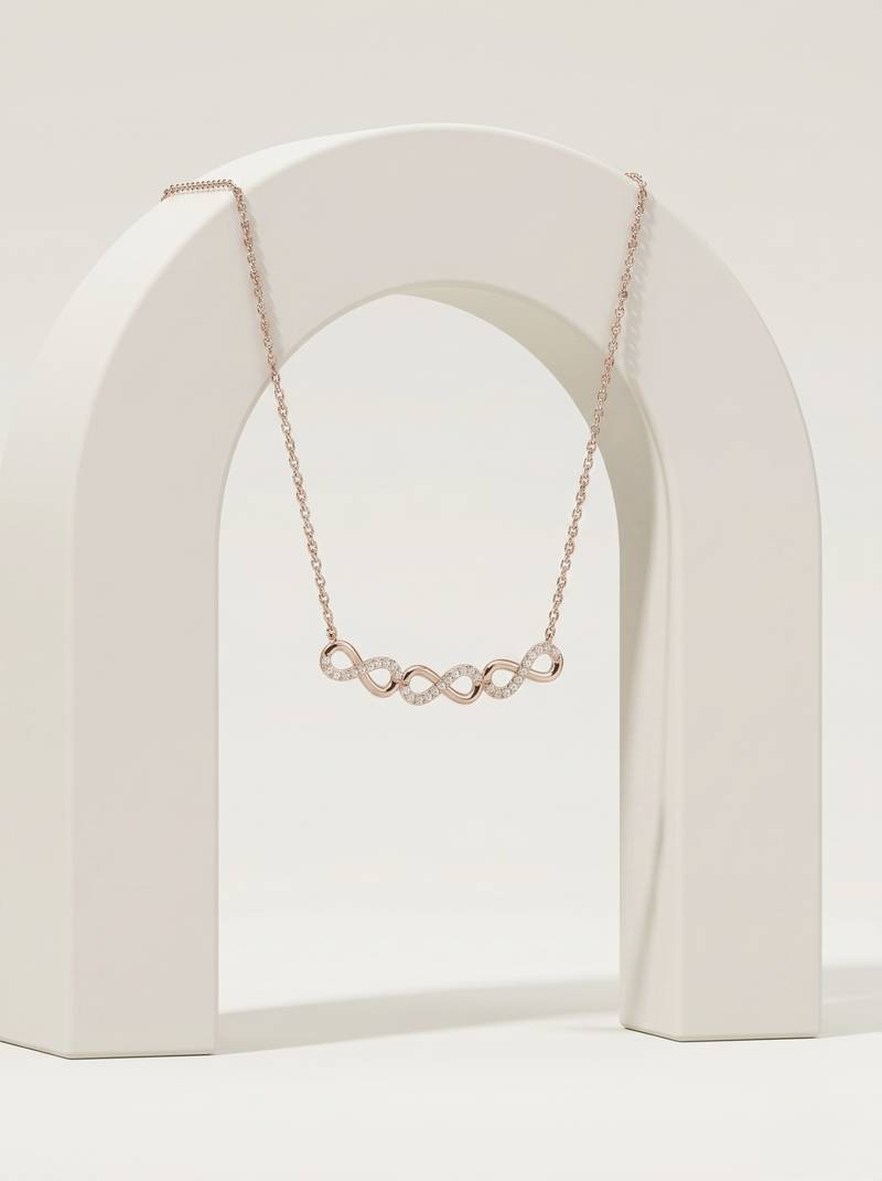 925 sterling silver rose gold double infinity cubic zirconia necklace for women