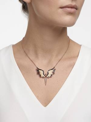 925 sterling silver rose gold angel wings pendant necklace for women 1