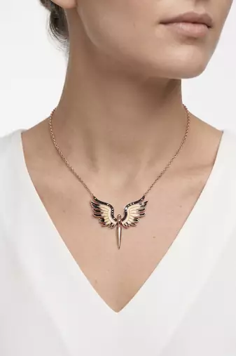 925 sterling silver rose gold angel wings pendant necklace for women