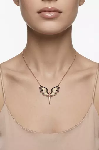 925 sterling silver rose gold angel wings pendant necklace for women