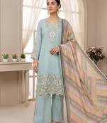 sky blue color embroidery sequences work georgette salwar suit