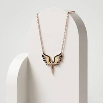 925 sterling silver rose gold angel wings pendant necklace for women 3