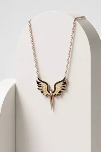 925 sterling silver rose gold angel wings pendant necklace for women