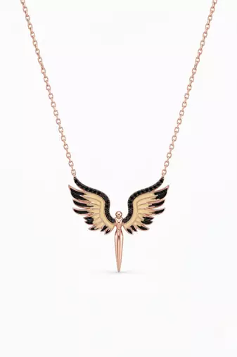 925 sterling silver rose gold angel wings pendant necklace for women