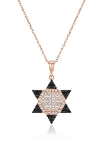 925 sterling silver hexagram cz pendant necklace for women