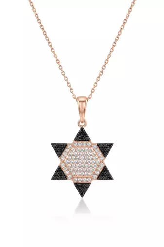 925 sterling silver hexagram cz pendant necklace for women