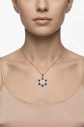 925 sterling silver hexagram cz pendant necklace for women