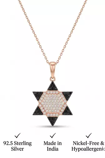 925 sterling silver hexagram cz pendant necklace for women