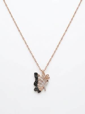 925 sterling silver black butterfly pendant necklace for women 1
