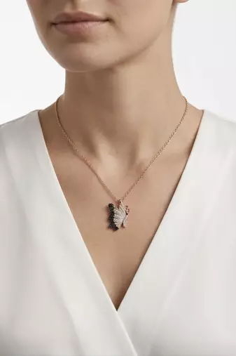 925 sterling silver black butterfly pendant necklace for women