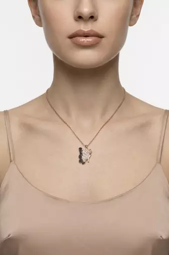 925 sterling silver black butterfly pendant necklace for women