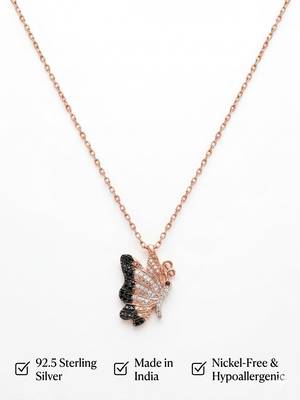 925 sterling silver black butterfly pendant necklace for women 4