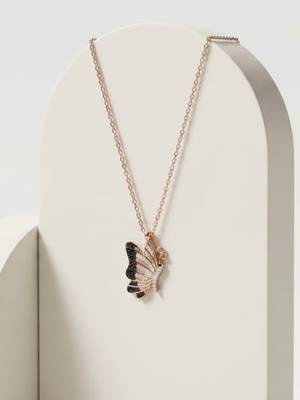 925 sterling silver black butterfly pendant necklace for women 5
