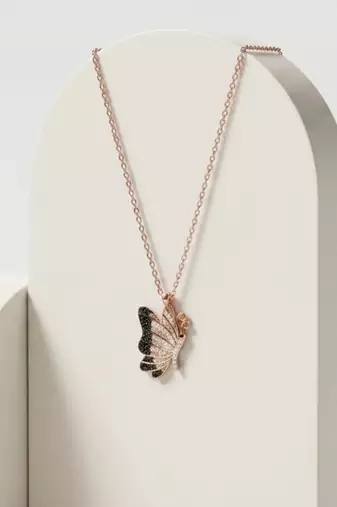 925 sterling silver black butterfly pendant necklace for women