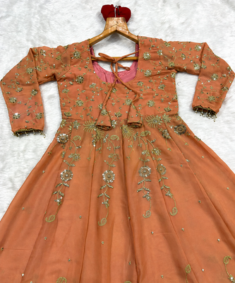 Pink star georgette embroidered lehenga set 4