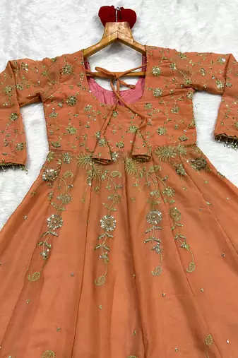 Pink star georgette embroidered lehenga set