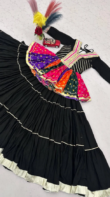 Navratri Multicolour Gamthi Work Kediya Lehenga Choli 4