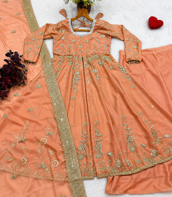 Pink star georgette embroidered lehenga set 5