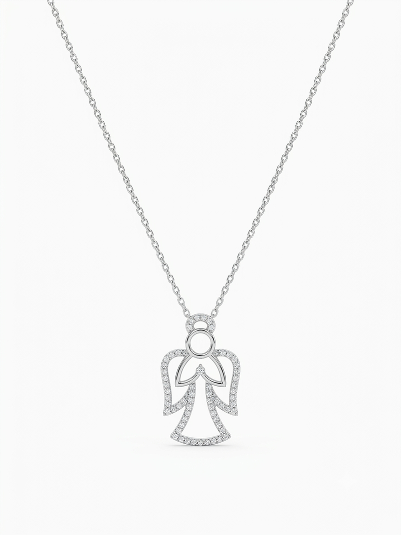 925 sterling silver angel prayer pendant necklace for women
