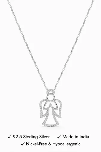925 sterling silver angel prayer pendant necklace for women