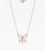 925 sterling silver dainty rose gold butterfly fairy pendant necklace for women